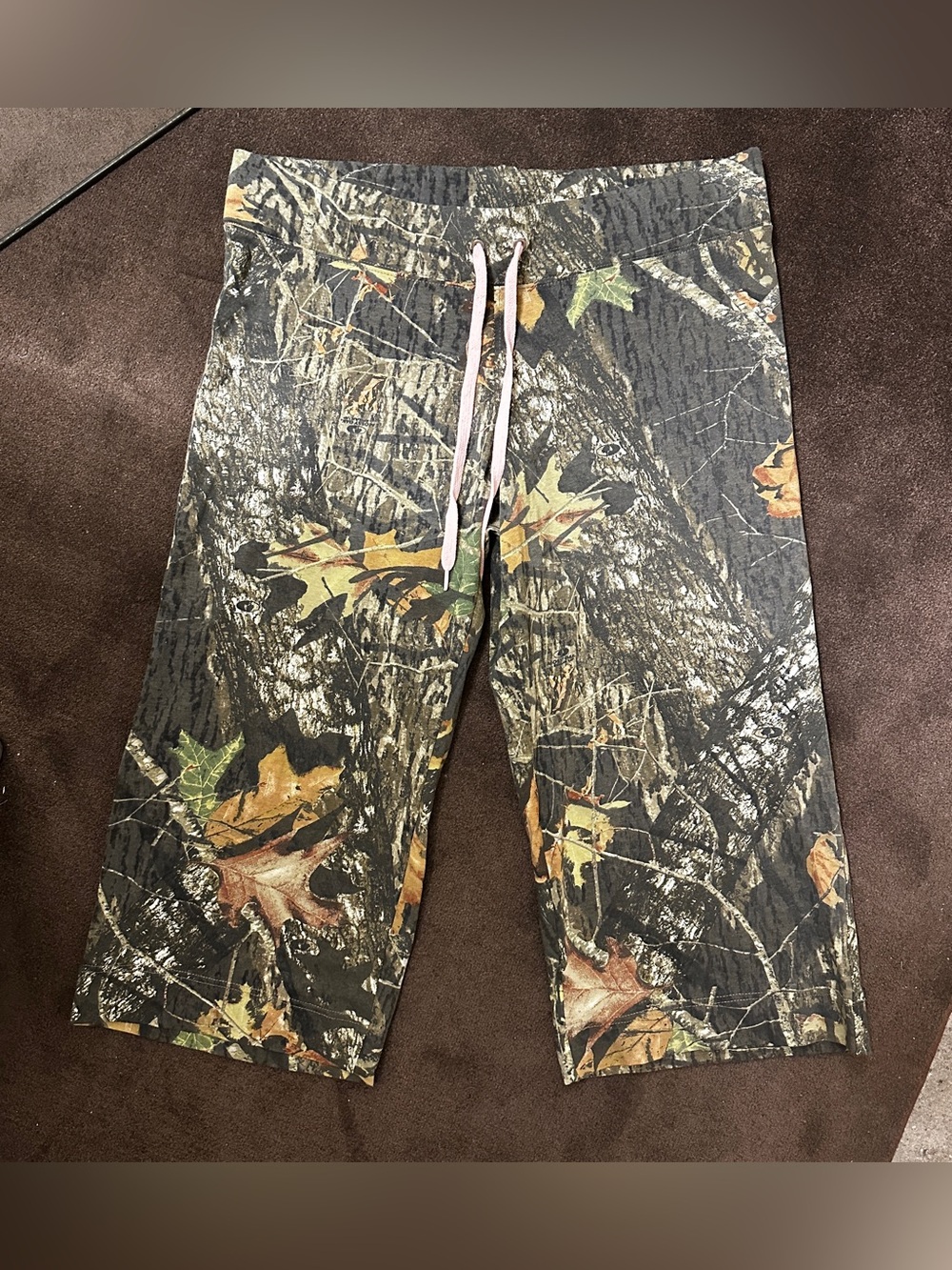 VTG Plus Size Curvy Mossy Oak Camo Capri jogger flare pants Y2K Utility Trousers